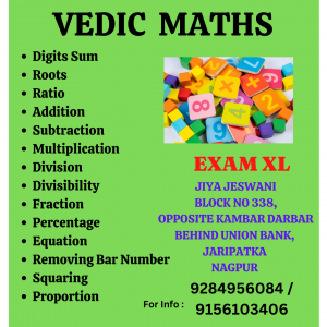 VEDIC MATHS Digits Sum Roots Ratio Addition Subtraction Multiplication Division Fraction Percentage Equation Removing Bar Number